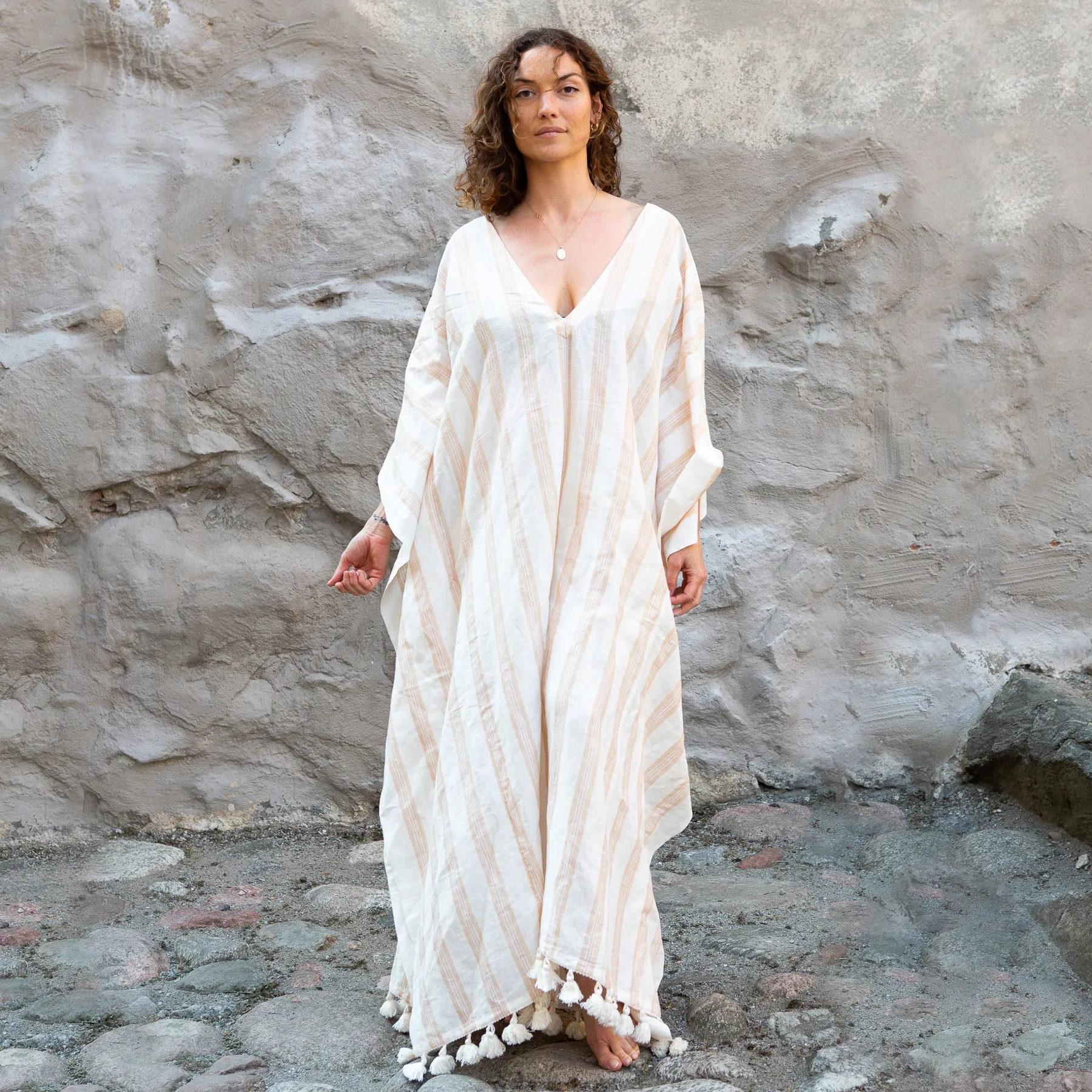 Eco-friendly striped Ibiza Kaftan