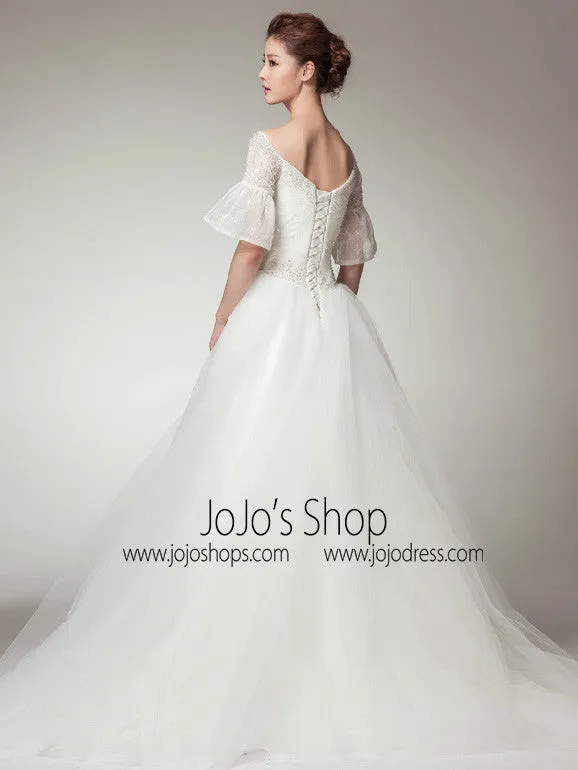 Edwardian Vintage Princess Style Wedding Dress with Sleeves
