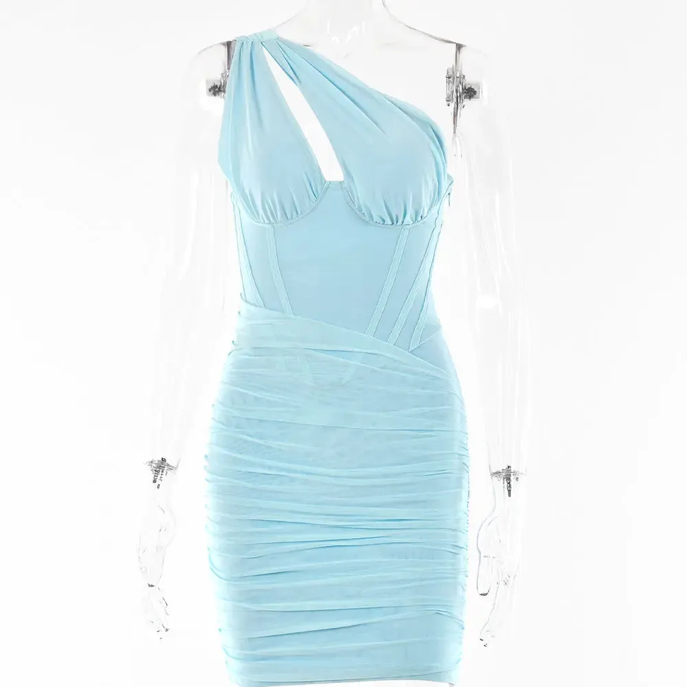 Elegant White Pleated Mini Summer Dress - Club Party Vestidos