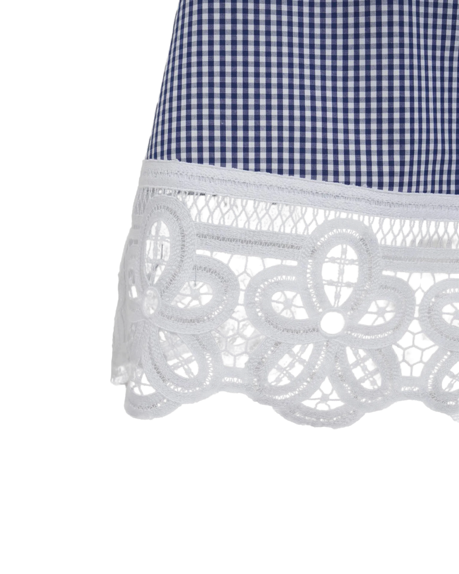 Eliana Midi Skirt with Lace in Navy Gingham