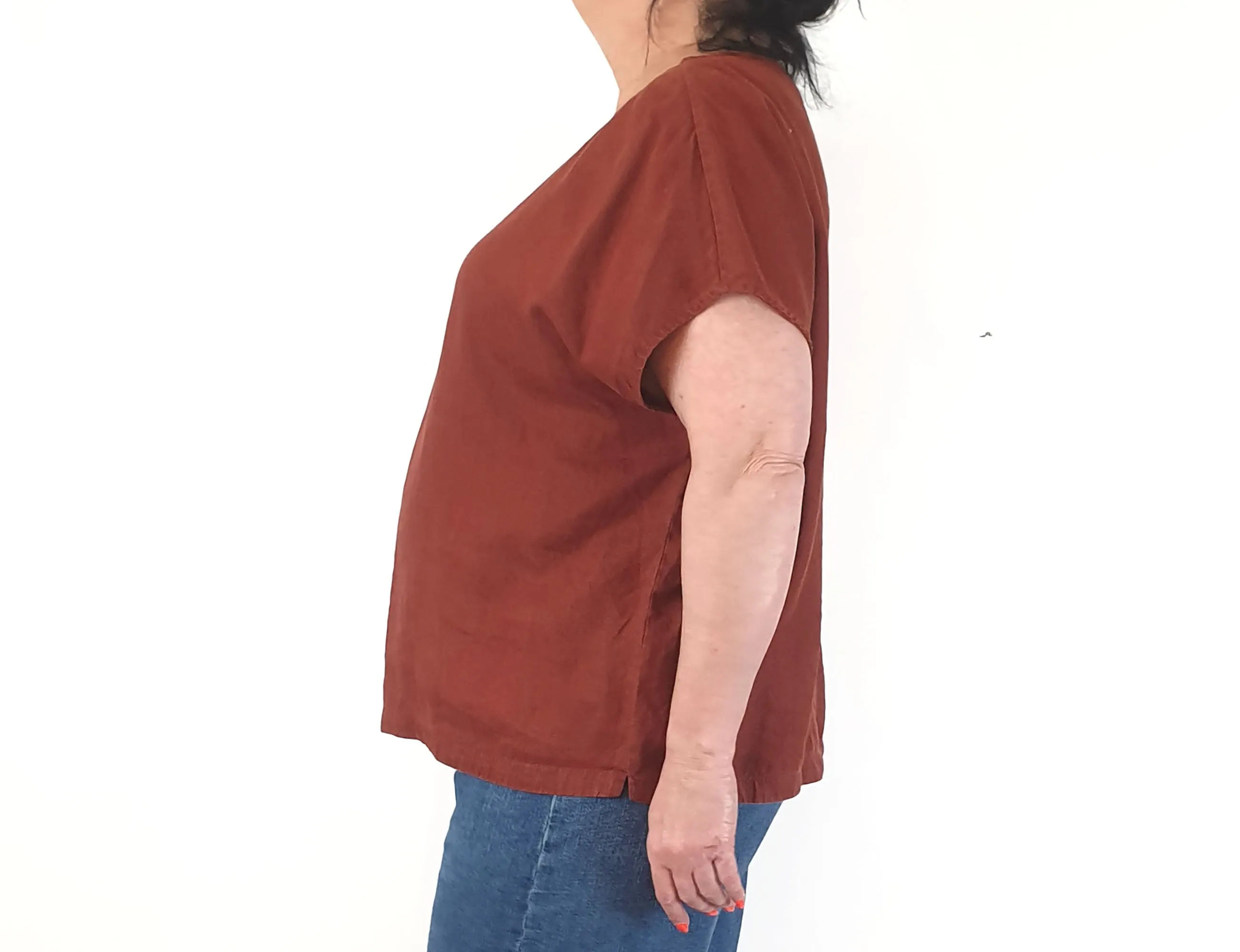 Elk red French linen top size 18