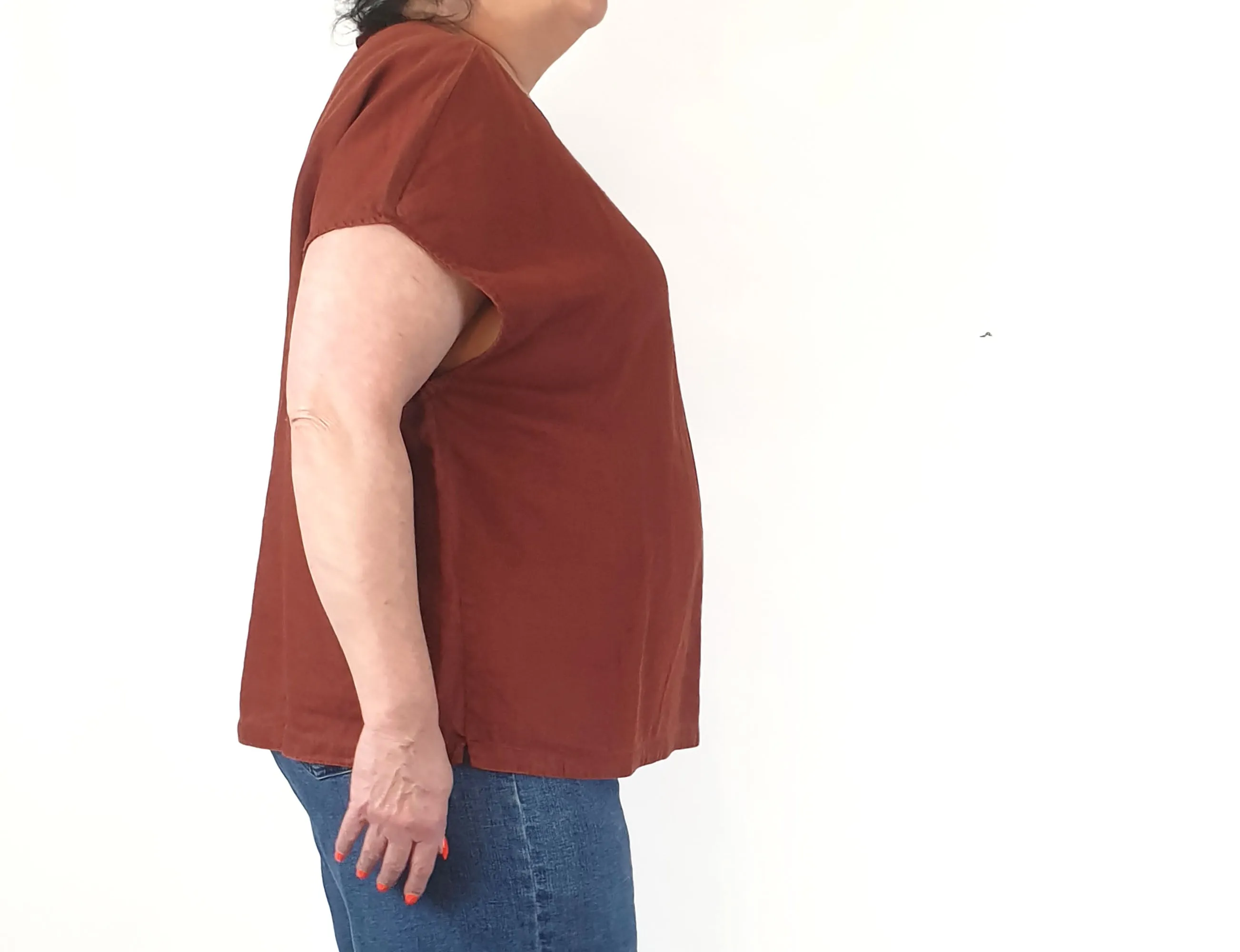 Elk red French linen top size 18