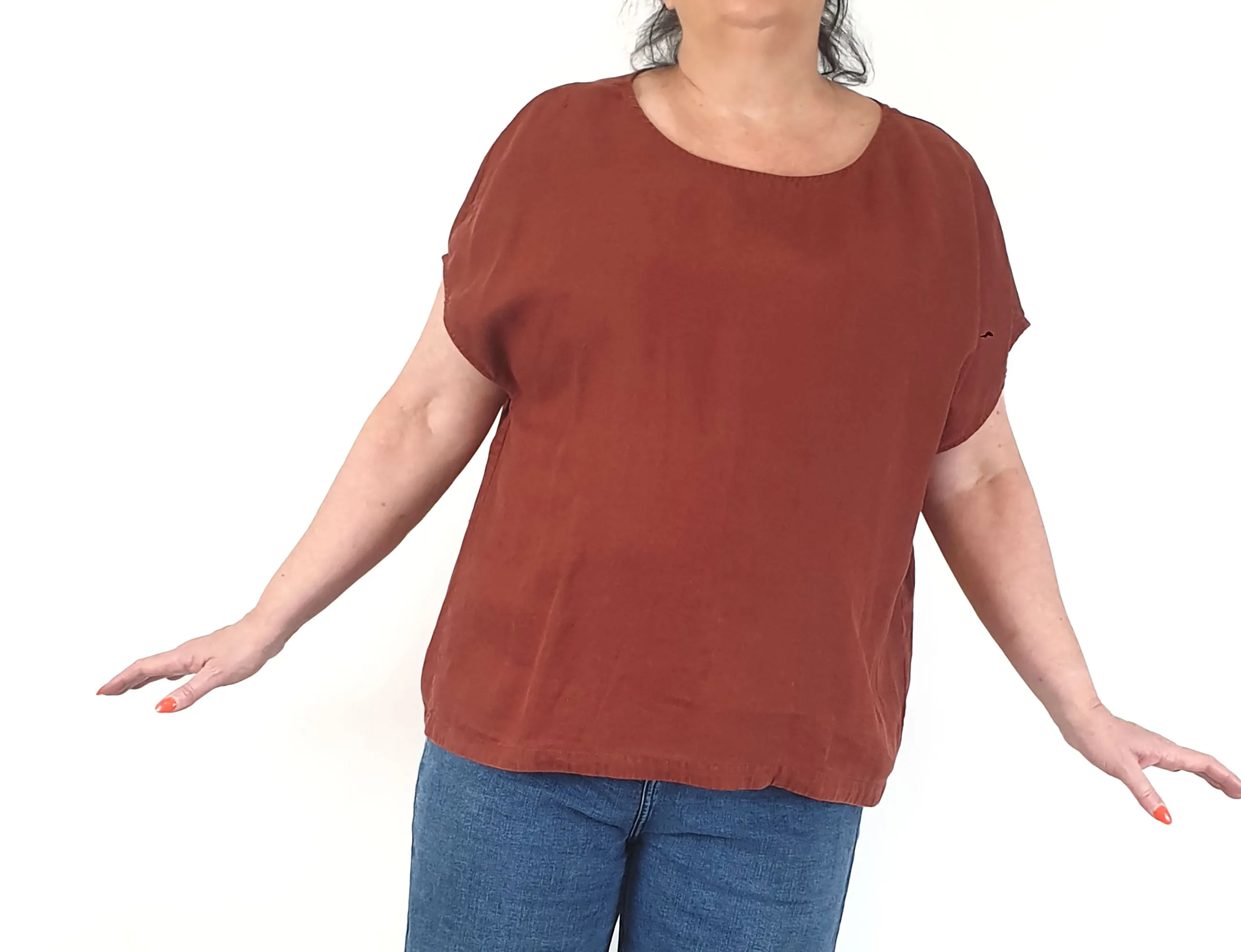 Elk red French linen top size 18