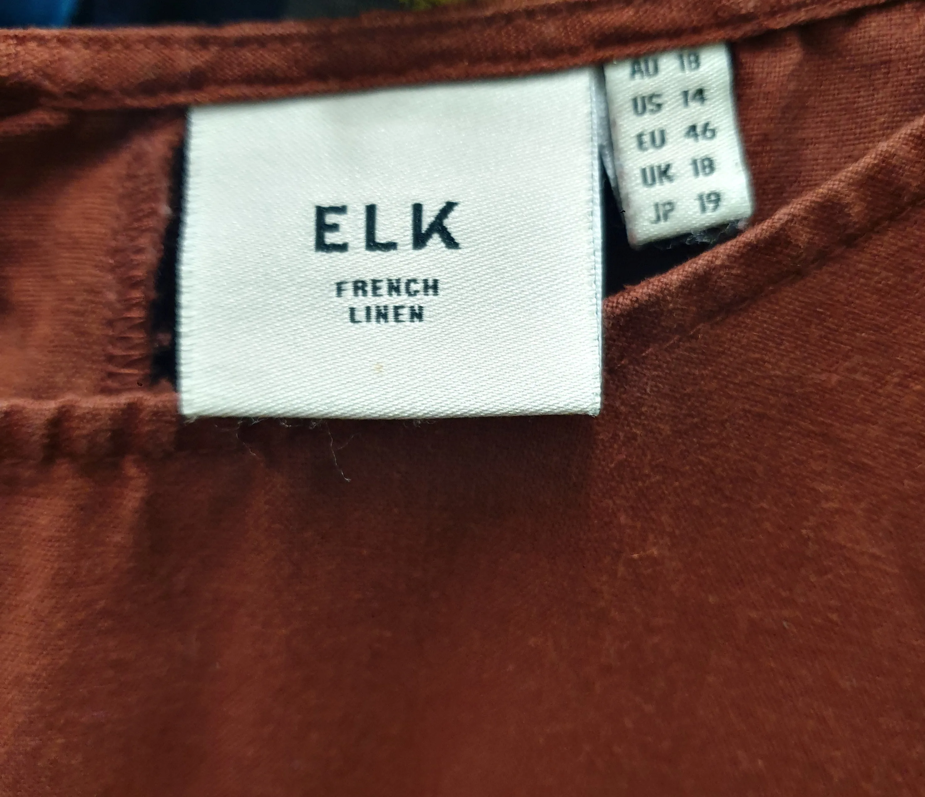Elk red French linen top size 18