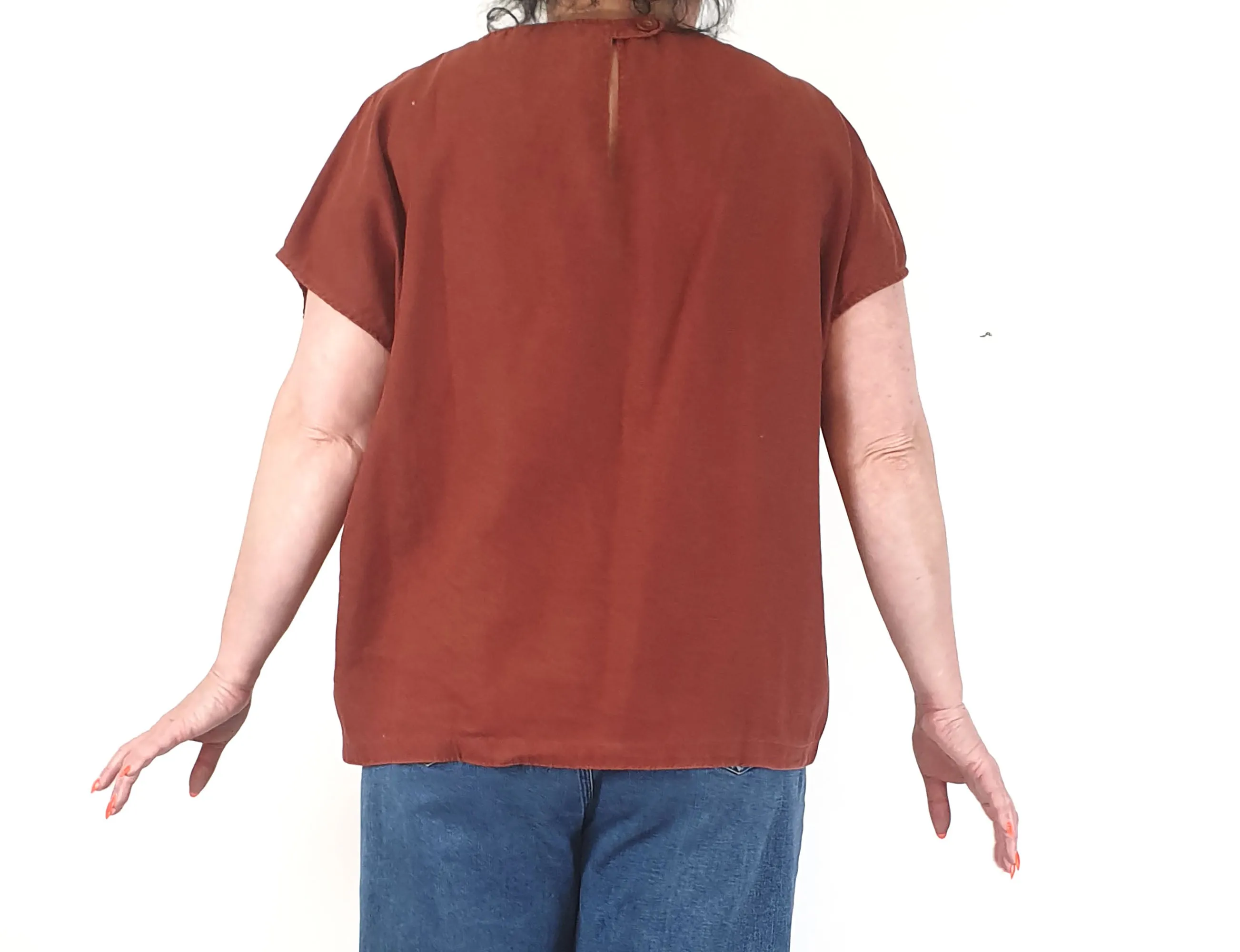 Elk red French linen top size 18