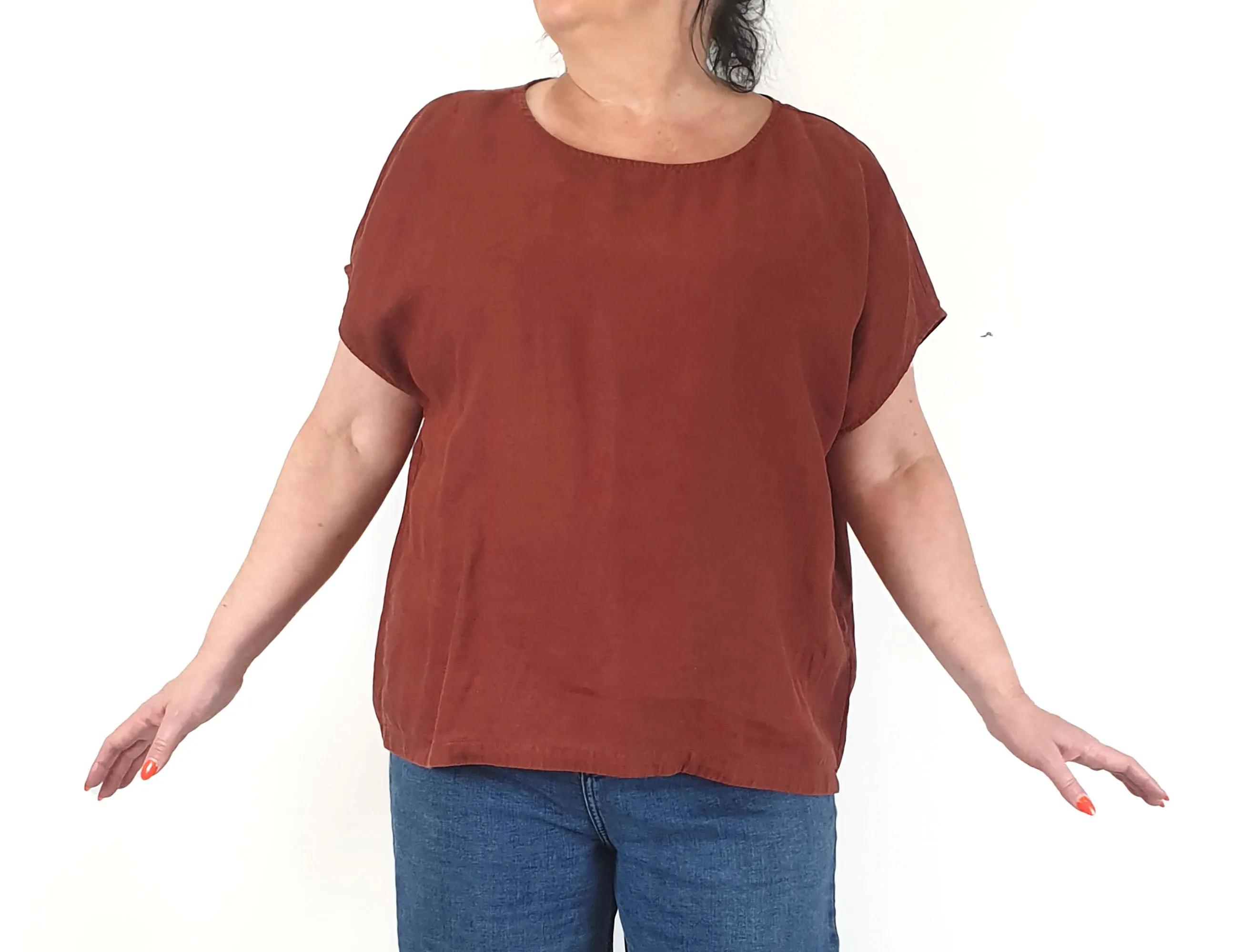 Elk red French linen top size 18