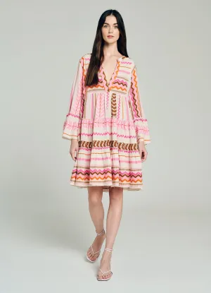 Ella Long Sleeves Short Dress - 627 Pink (Type Pink)