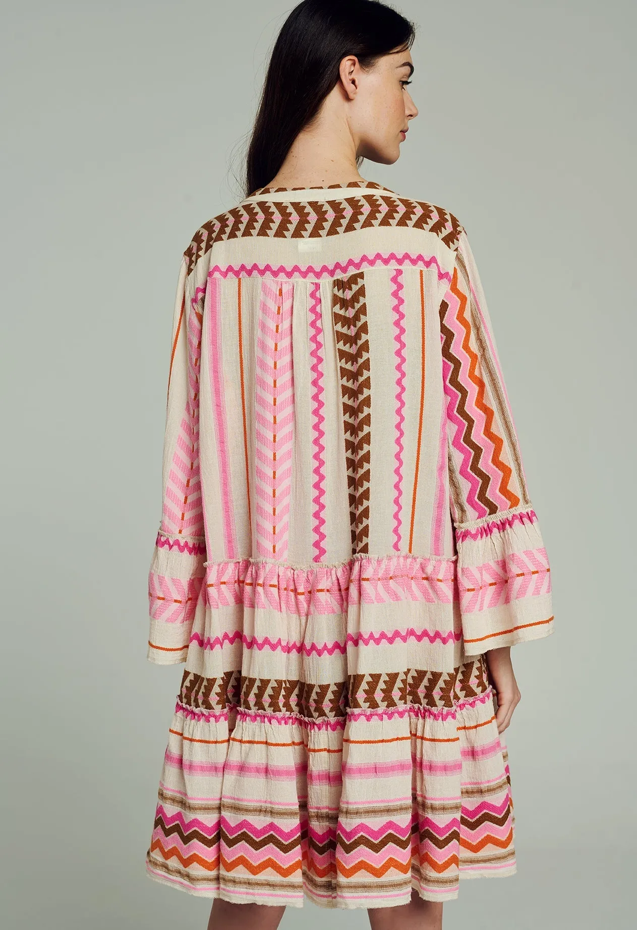 Ella Long Sleeves Short Dress - 627 Pink (Type Pink)