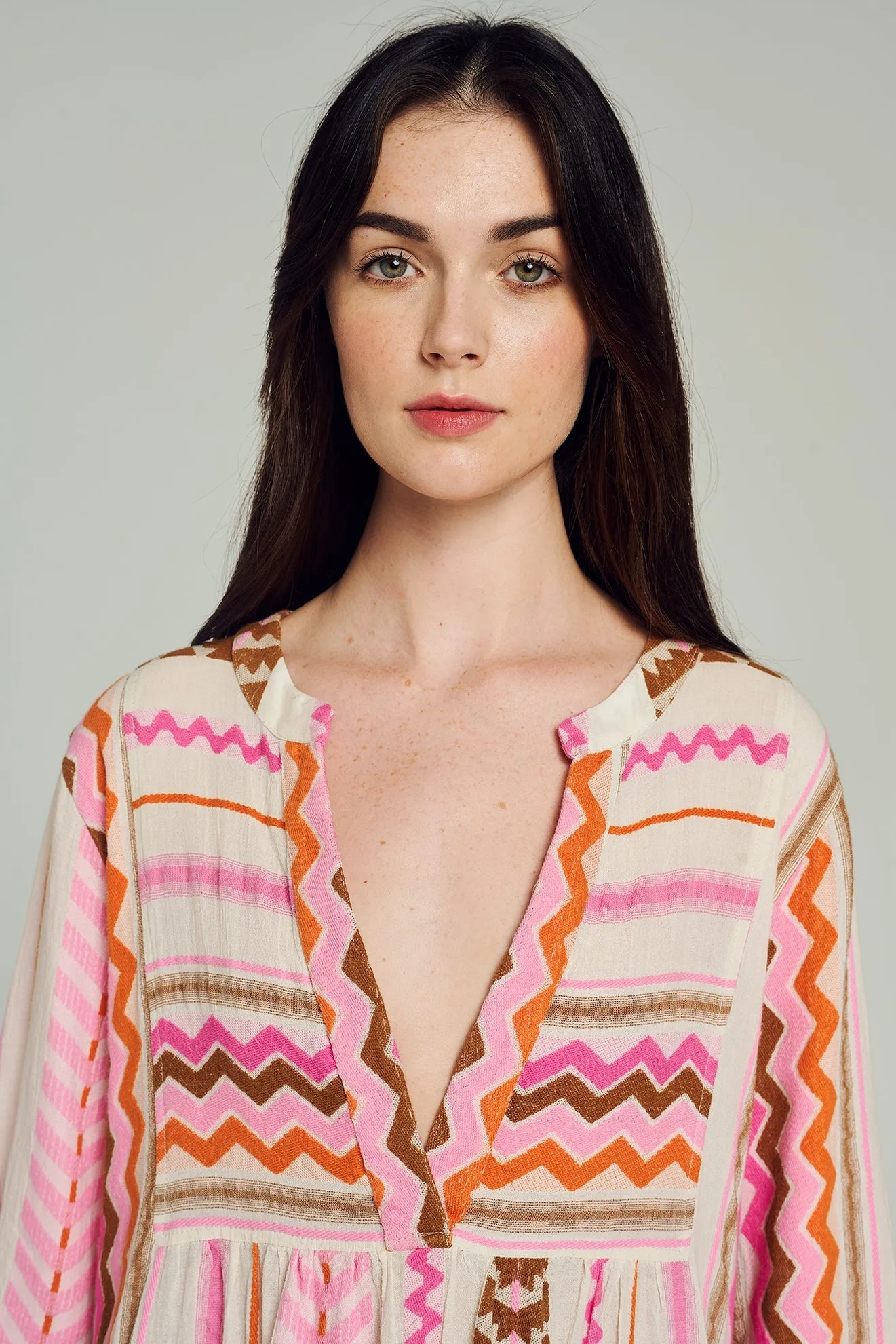 Ella Long Sleeves Short Dress - 627 Pink (Type Pink)