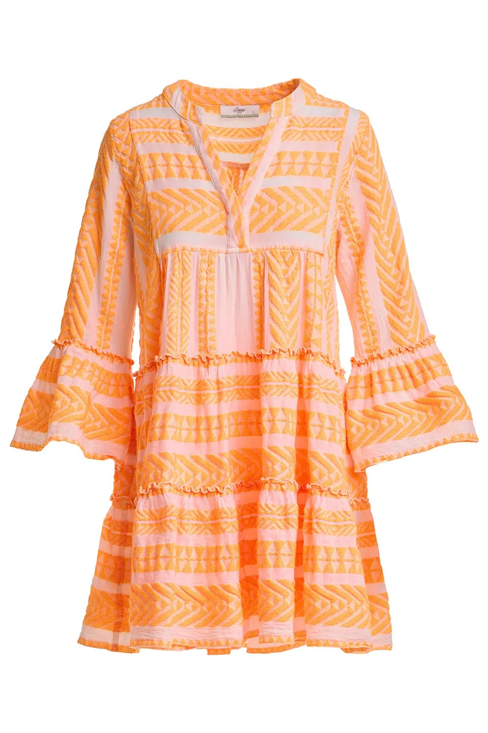 Ella Sleeveless Short Dress - Orange/White