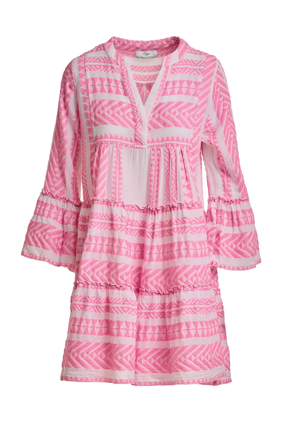 Ella Sleeveless Short Dress - Pink/ White