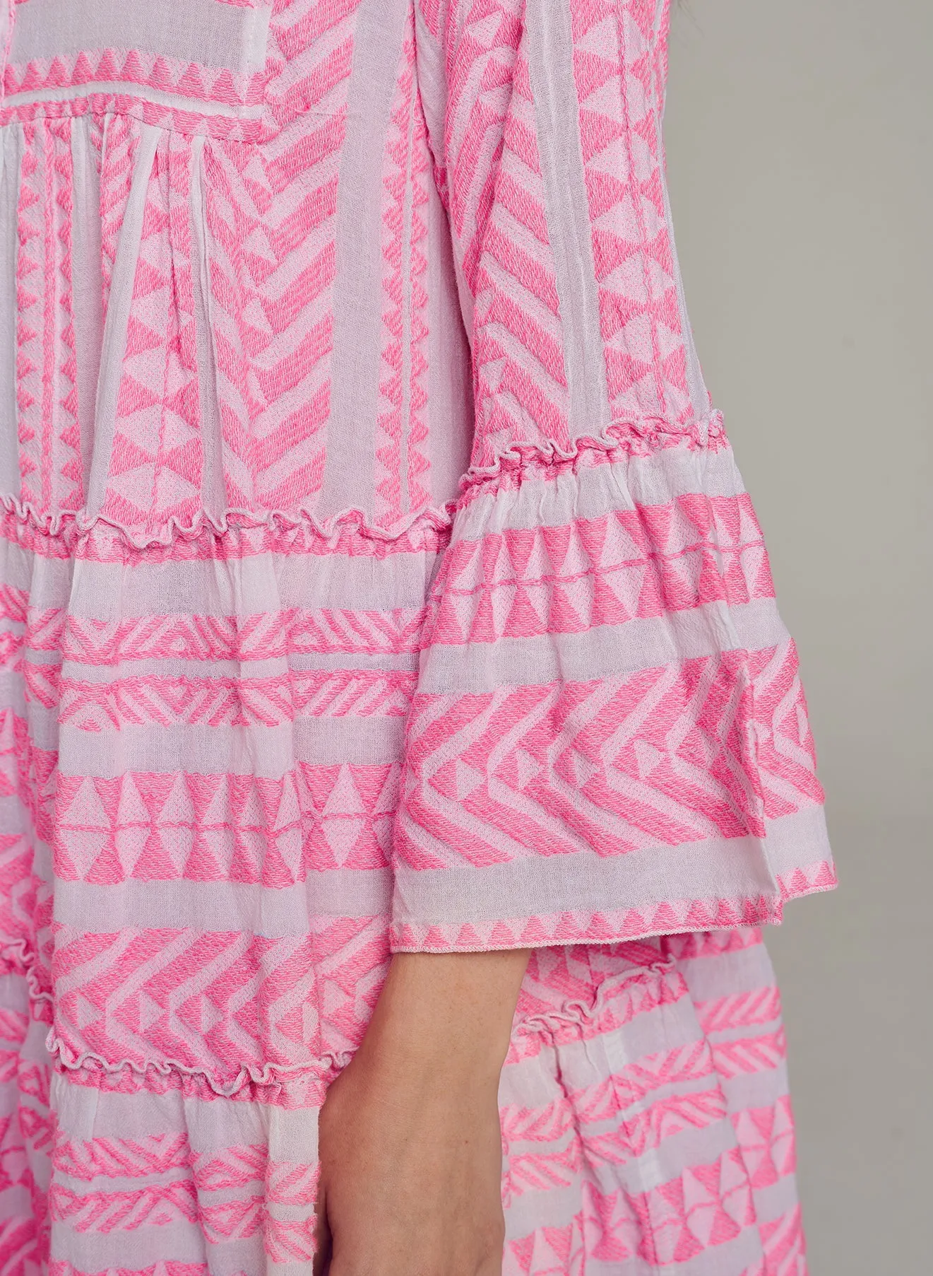 Ella Sleeveless Short Dress - Pink/ White