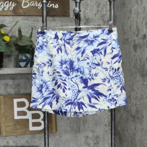Ellen Tracy Womens Woven Linen Skort 1746253 Blue Multi M