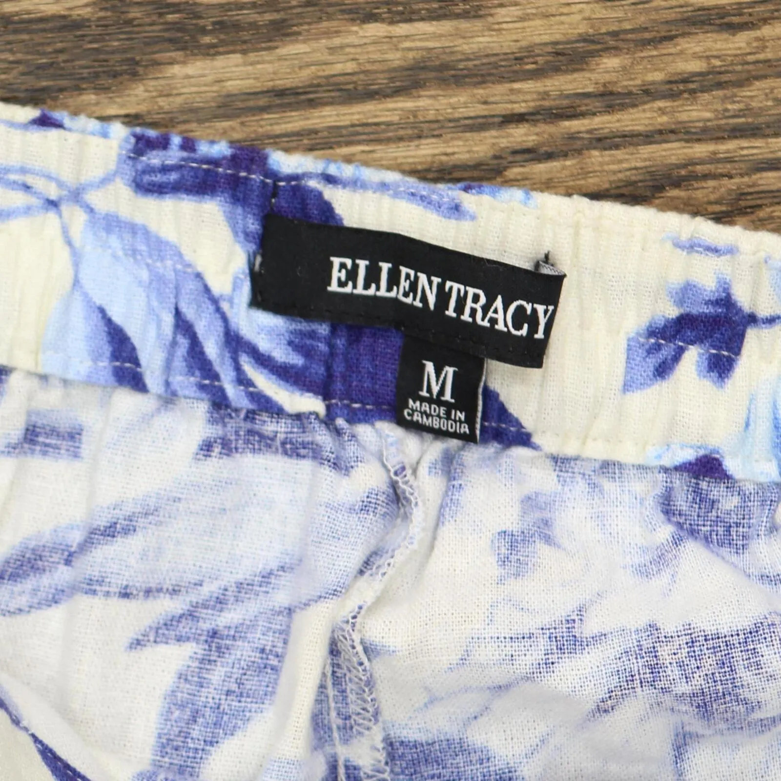 Ellen Tracy Womens Woven Linen Skort 1746253 Blue Multi M