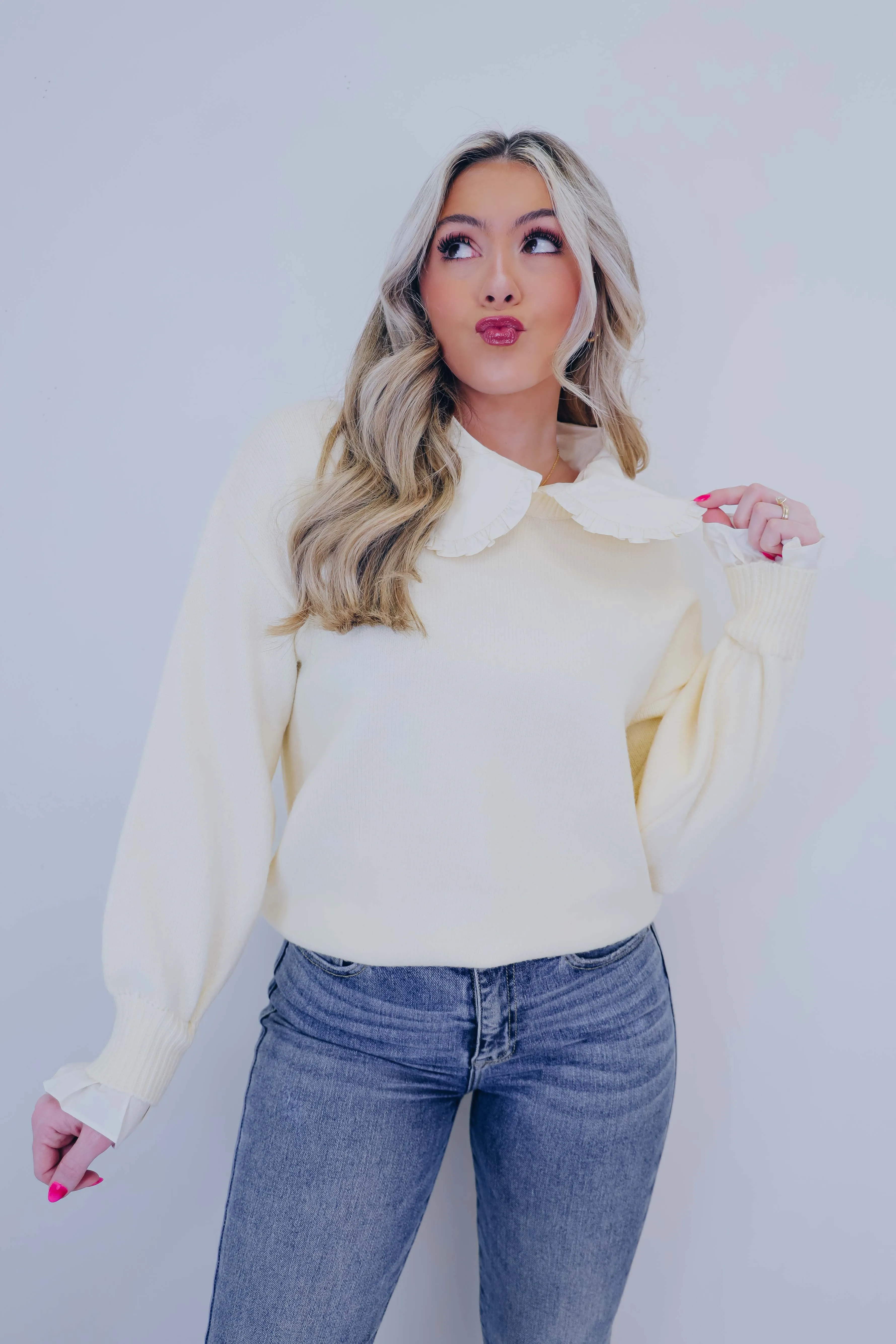 Elouise Elevated Ruffle Collar Sweater - 2 Colors