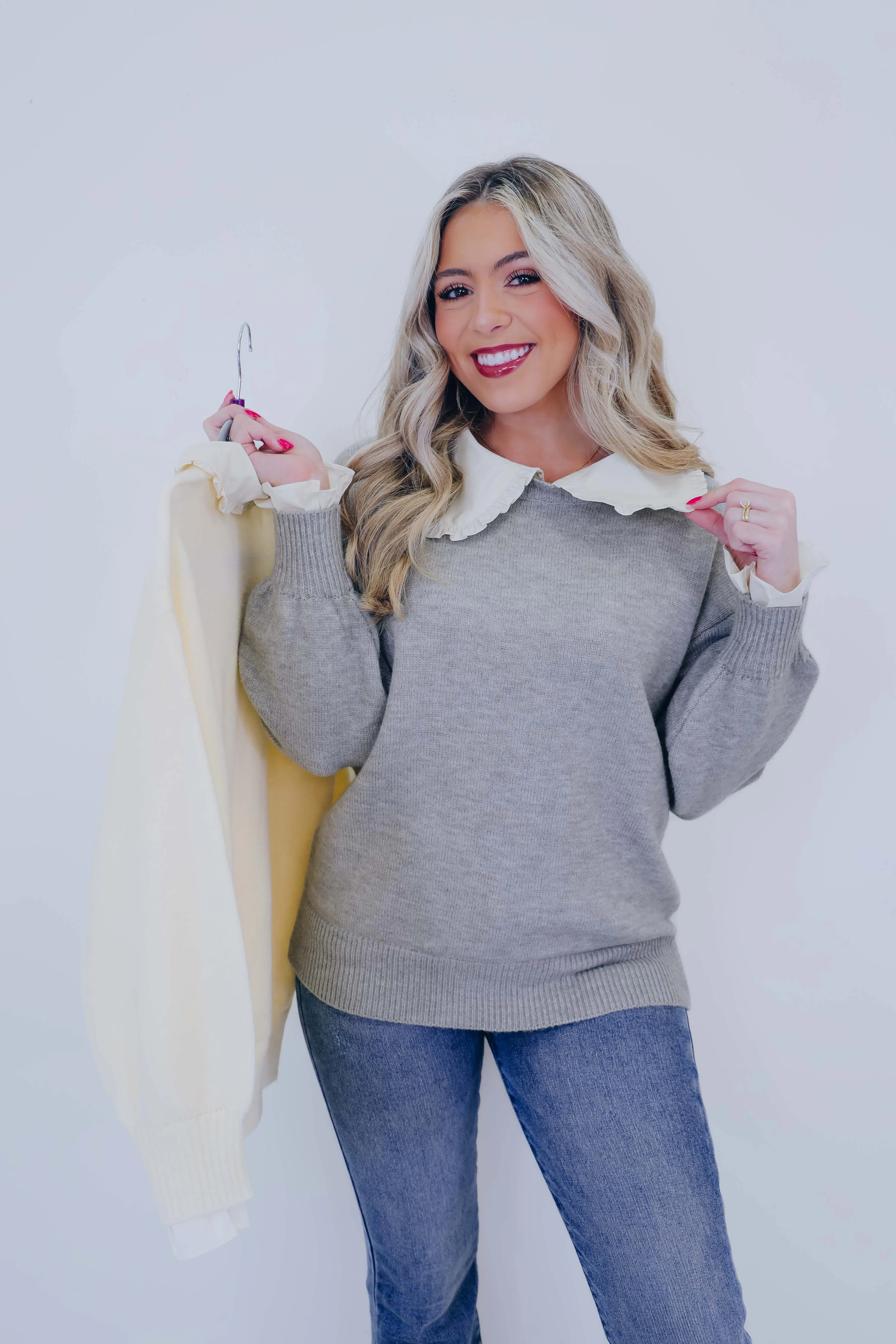 Elouise Elevated Ruffle Collar Sweater - 2 Colors