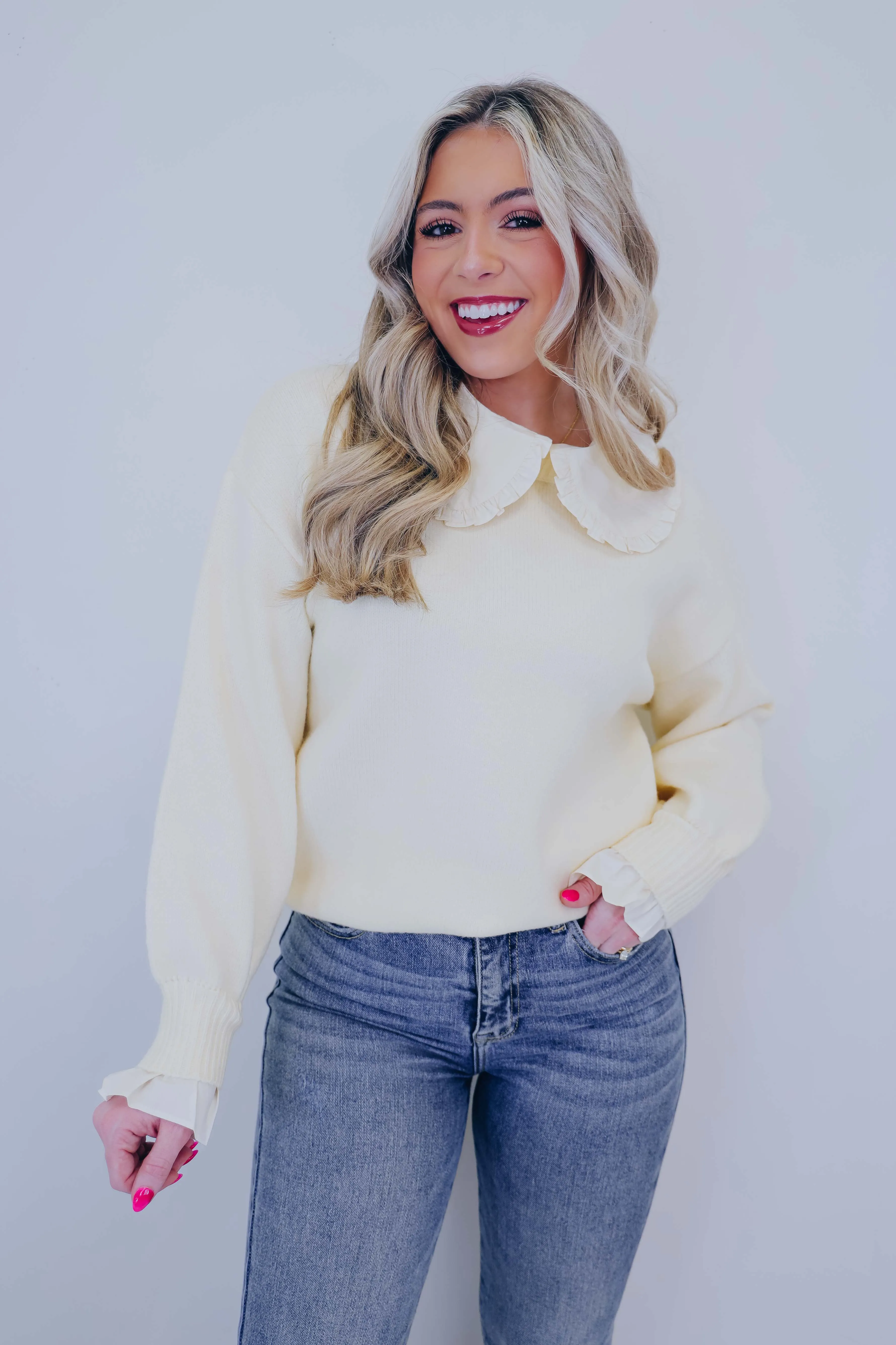 Elouise Elevated Ruffle Collar Sweater - 2 Colors