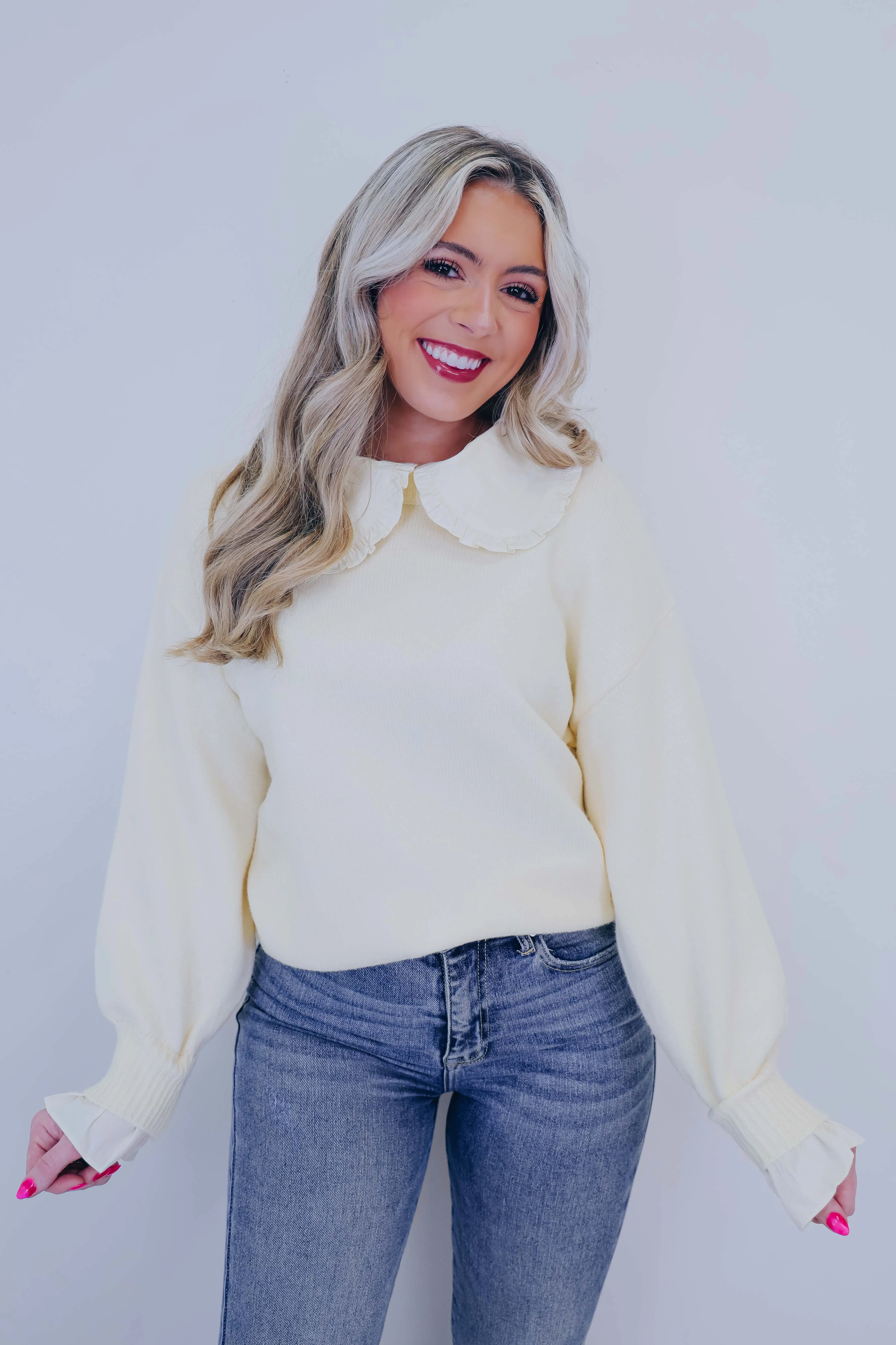 Elouise Elevated Ruffle Collar Sweater - 2 Colors