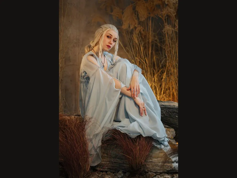 Elvish fantasy dress with midbust green corset