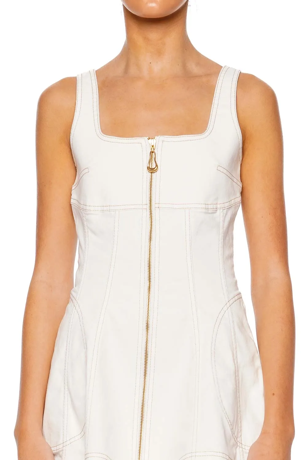 Emilie White Denim Zip Mini Dress