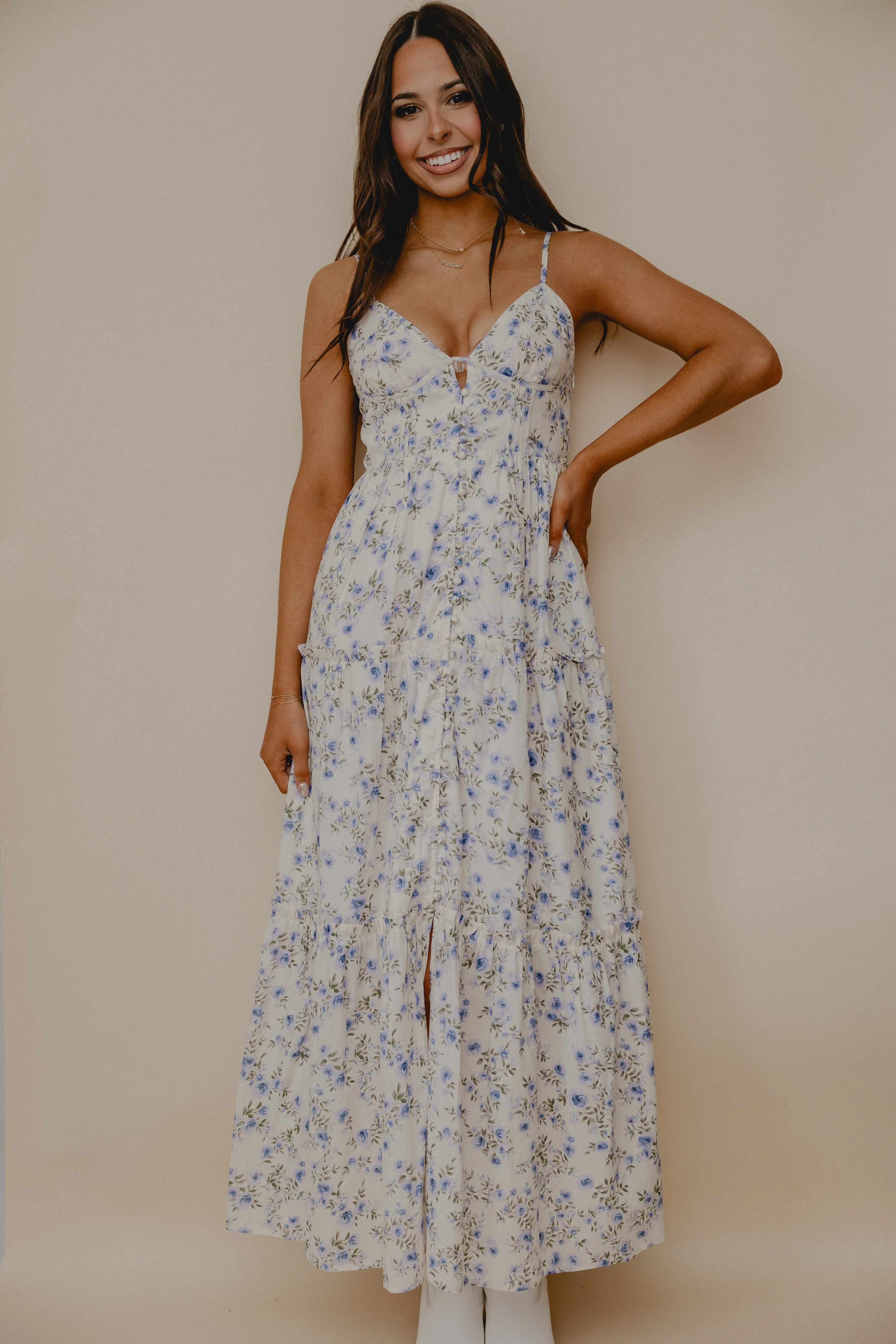 Endless Summer Floral Midi Dress Cream/Lilac