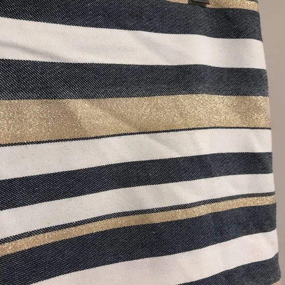 EUC J.Crew Metallic Gold Stripe Mini Skirt Size 4