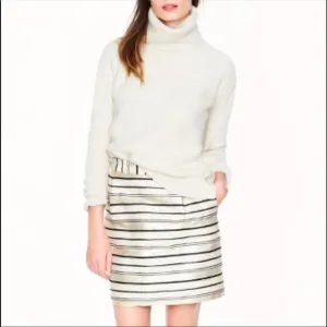 EUC J.Crew Metallic Gold Stripe Mini Skirt Size 4