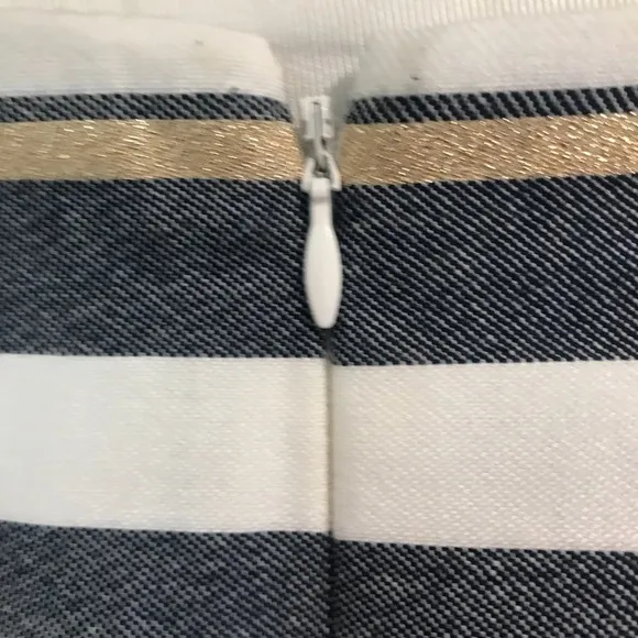 EUC J.Crew Metallic Gold Stripe Mini Skirt Size 4