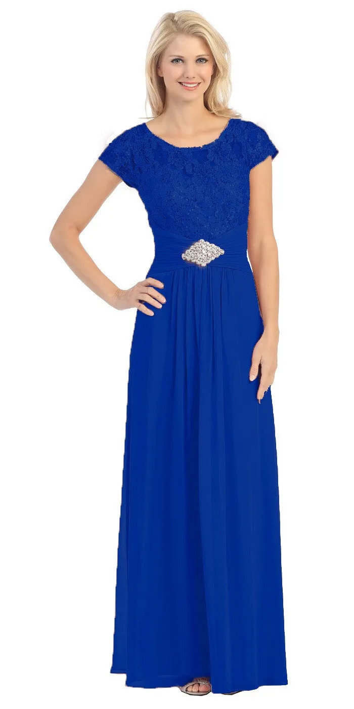 Eureka 2023 Long Lace Bodice Scoop Neck A-Line Dress