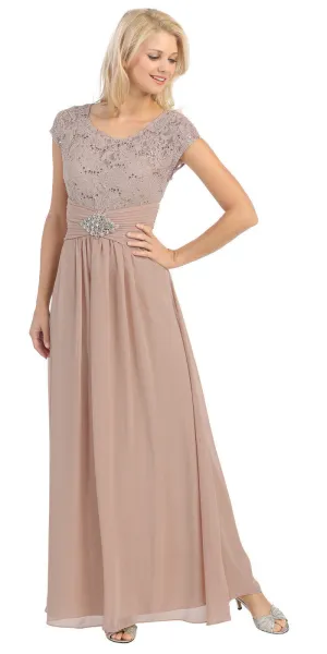 Eureka 2023 Long Lace Bodice Scoop Neck A-Line Dress