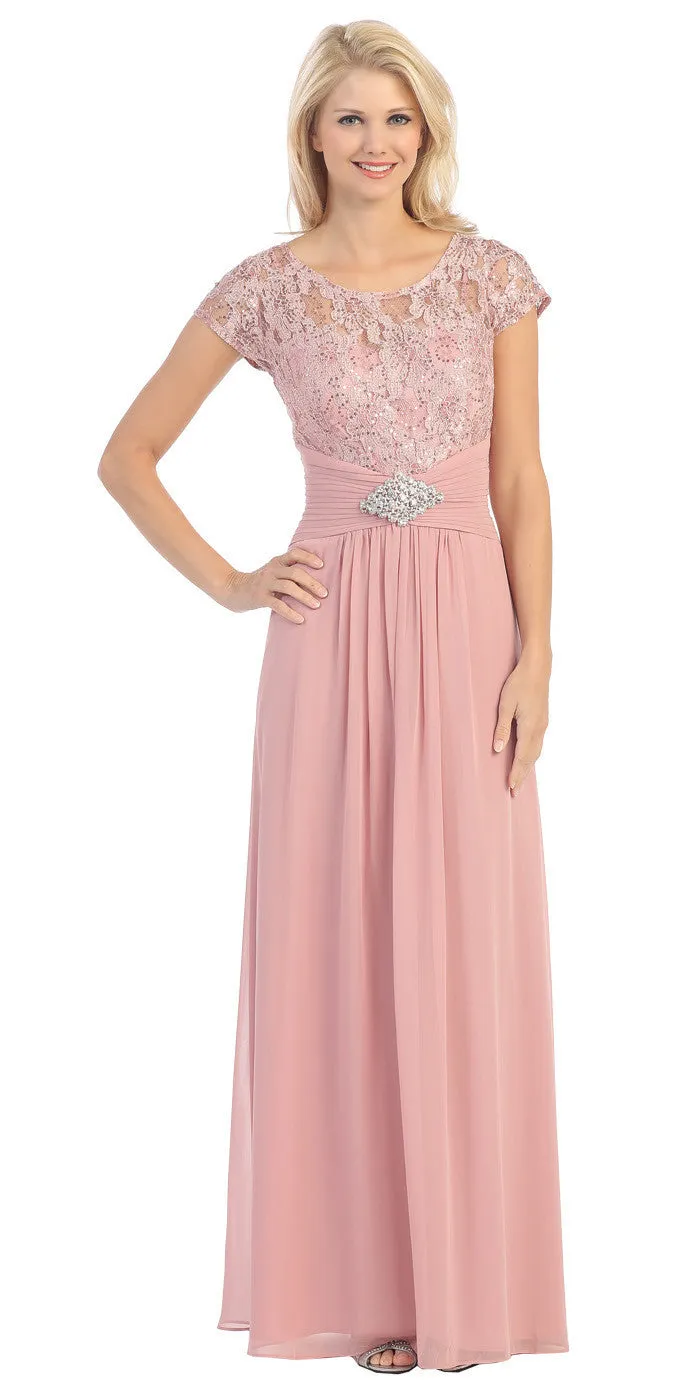 Eureka 2023 Long Lace Bodice Scoop Neck A-Line Dress