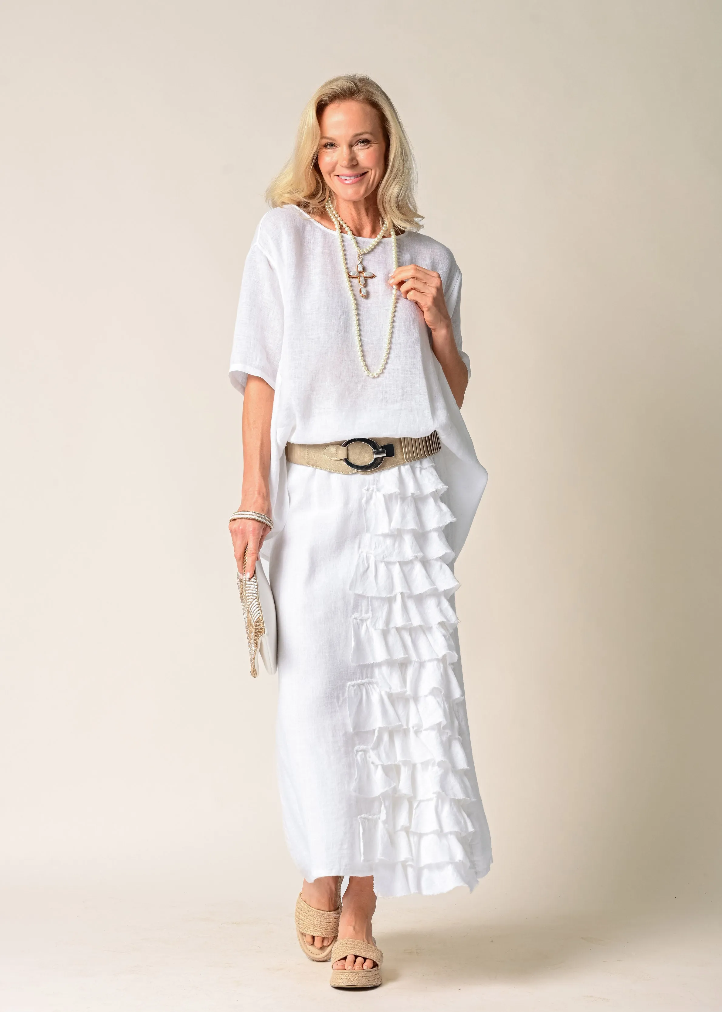 Eve Linen Skirt in White