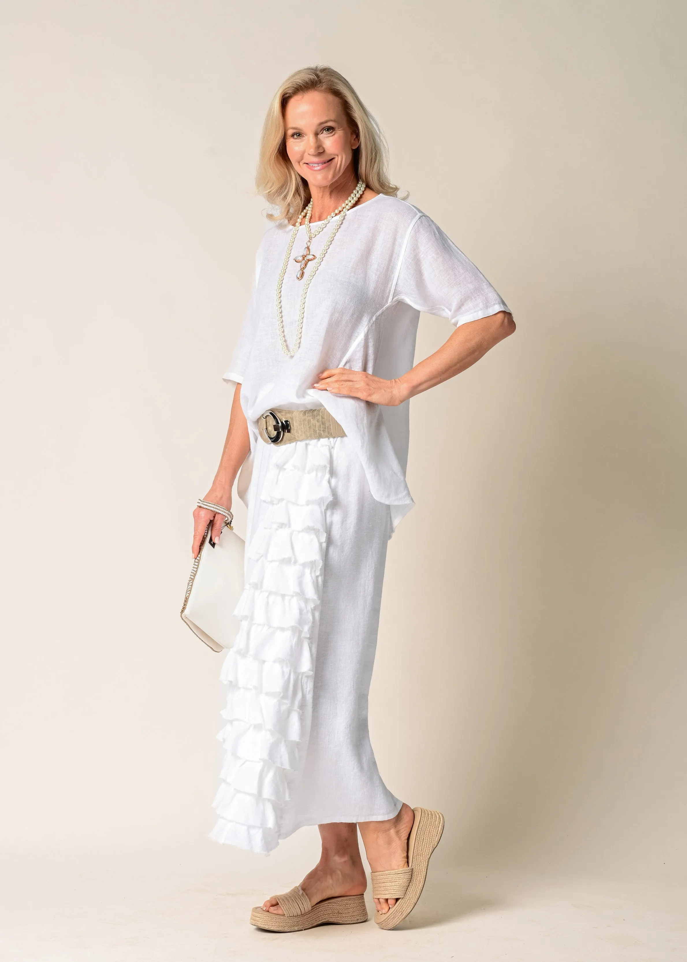 Eve Linen Skirt in White