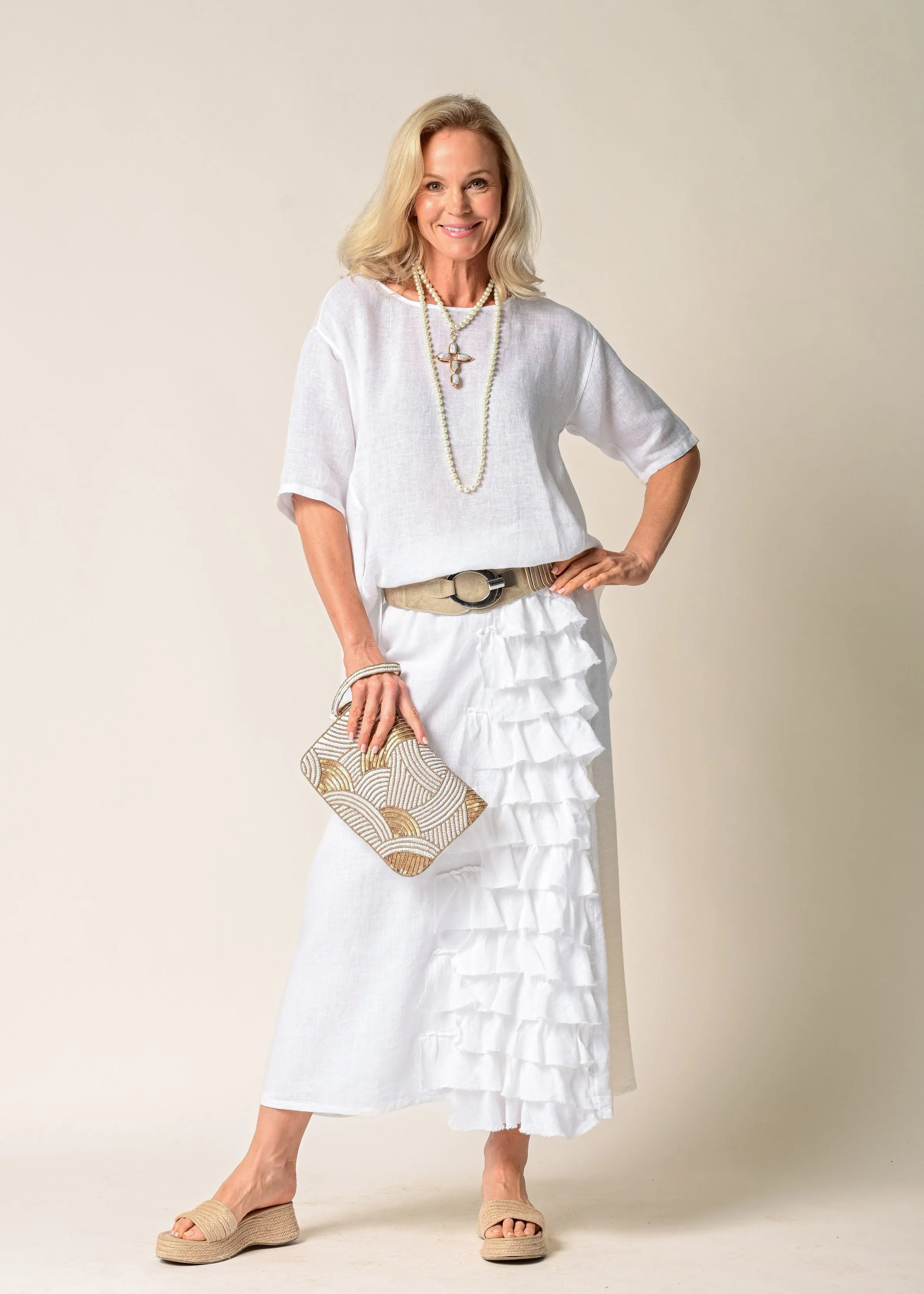 Eve Linen Skirt in White