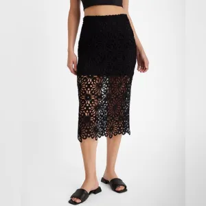 Express High Waisted Crochet Midi Pencil Skirt
