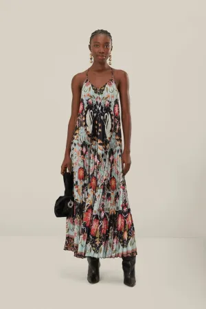 FARM Rio - Flowing Beauty Blue Pleated Sleeveless Mini Dress