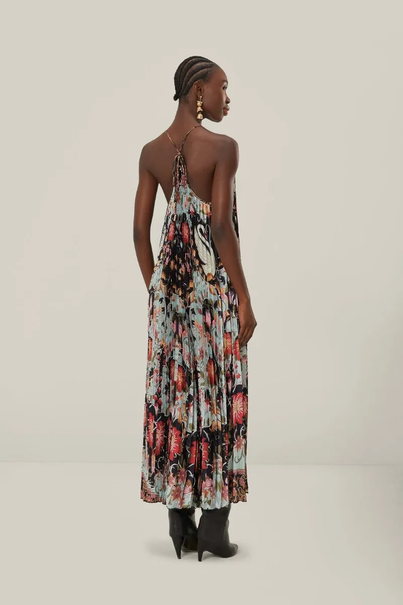 FARM Rio - Flowing Beauty Blue Pleated Sleeveless Mini Dress