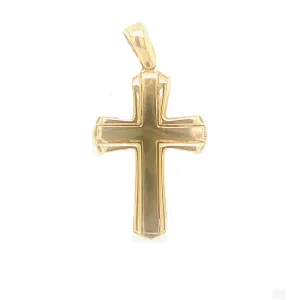 Flared Edge Raised Interior Cross - 14kt Yellow Gold