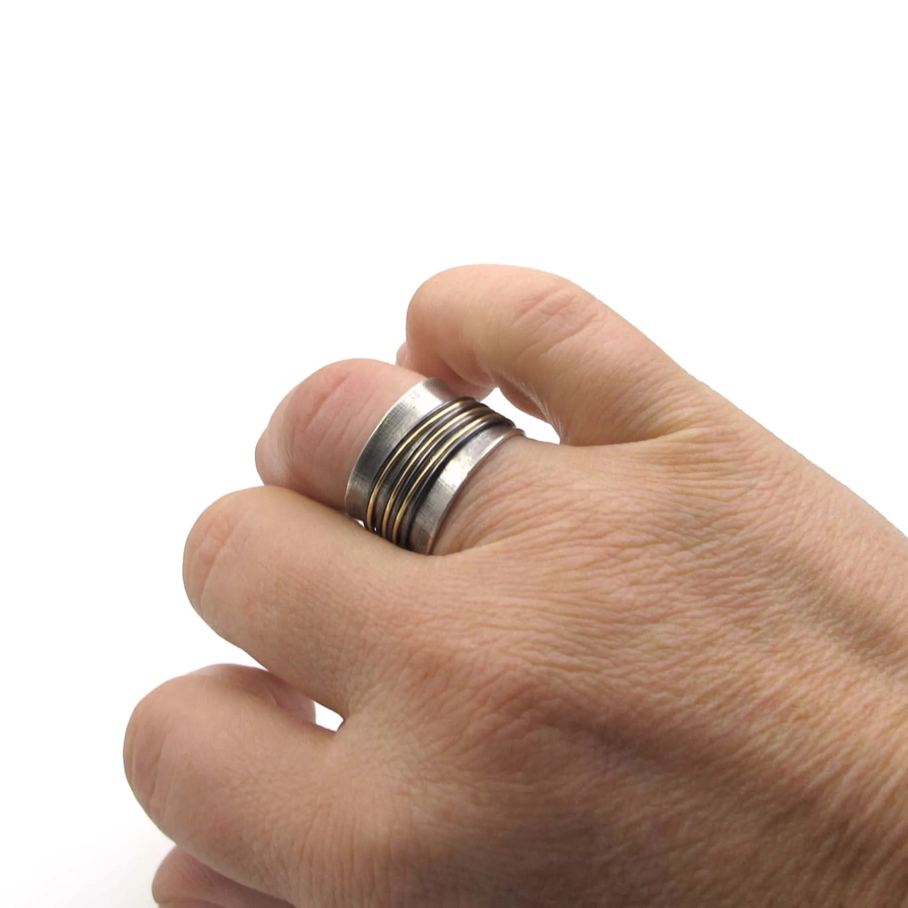 Flared Silver & Gold Spinning Ring