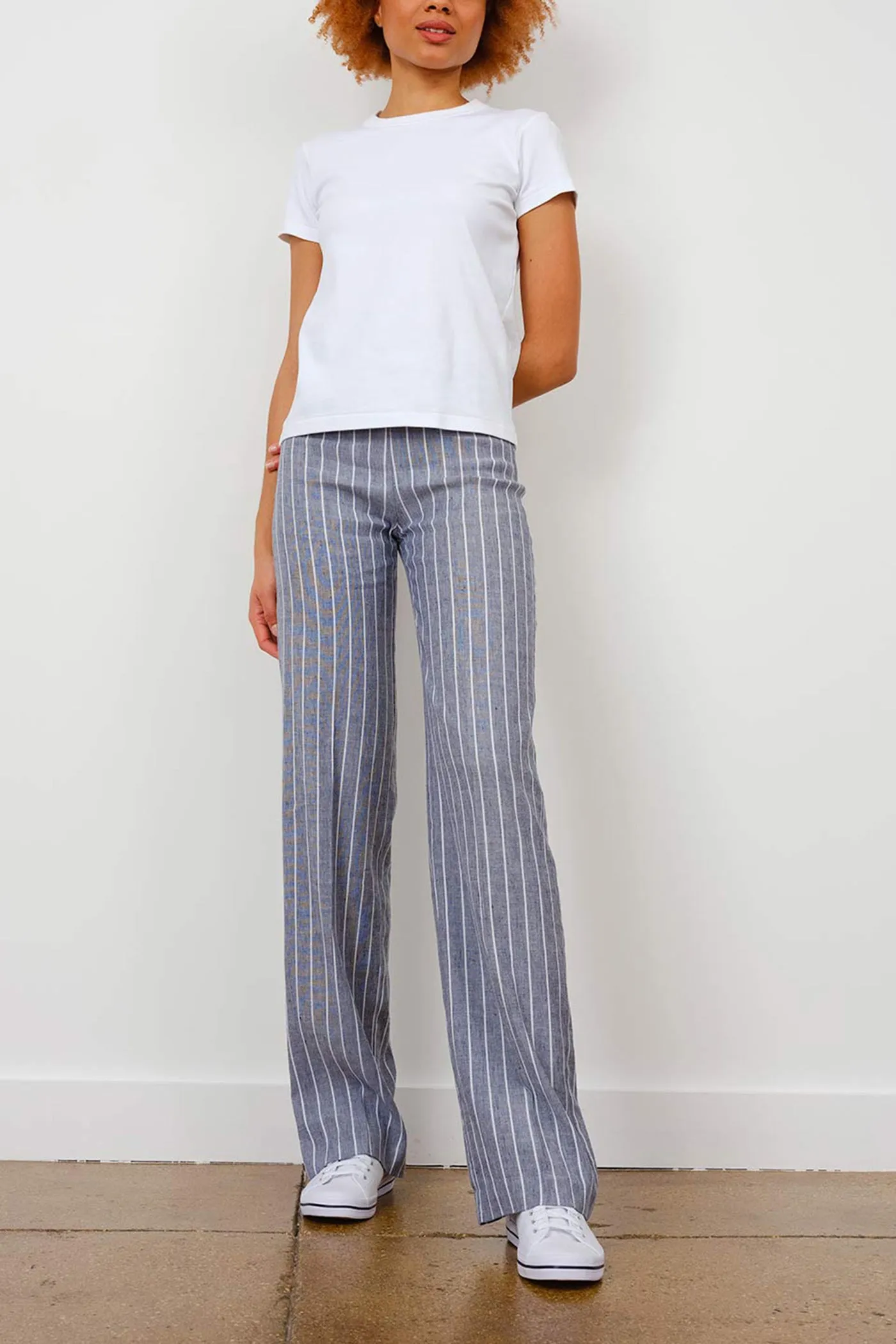 FLAVIA Linen Stripes Glimmer Indigo