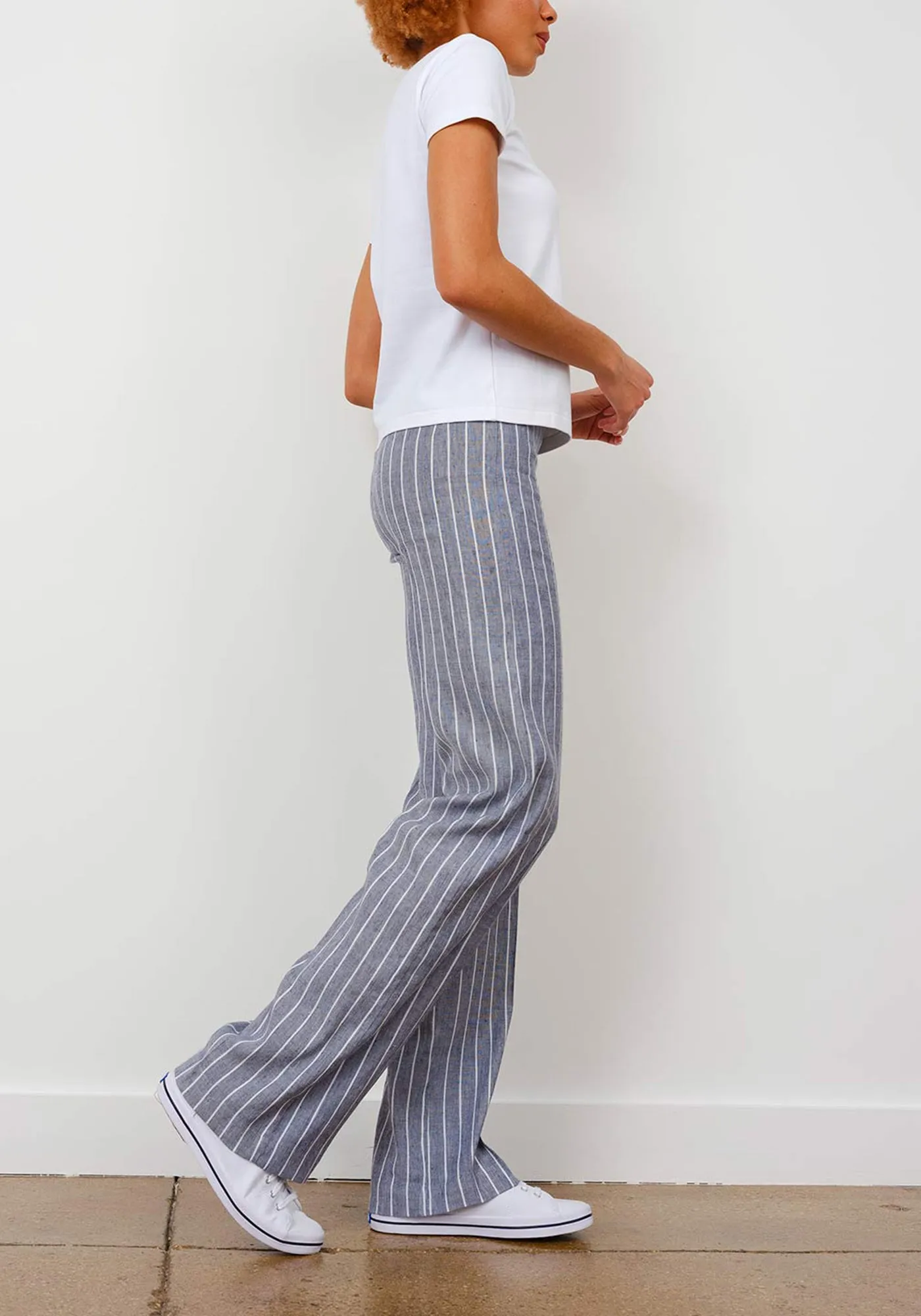 FLAVIA Linen Stripes Glimmer Indigo