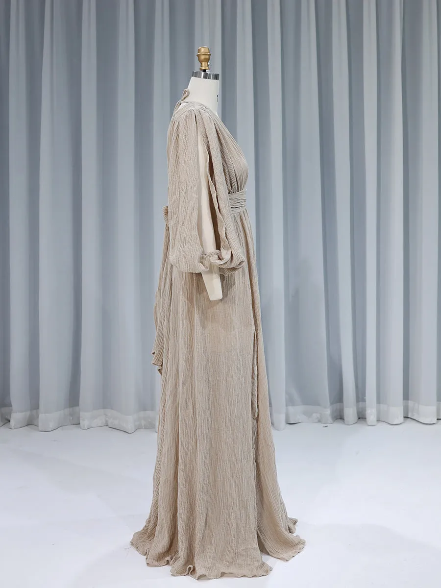 Floor Length Woman Maxi Dress Elastic Waist Boho Photo Shoot Dress YW231160