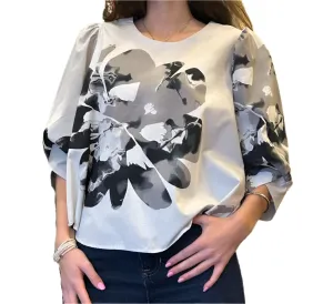 Floral Blouse with Tulip Sleeve
