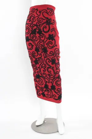 Floral Soutache Braid Pencil Skirt