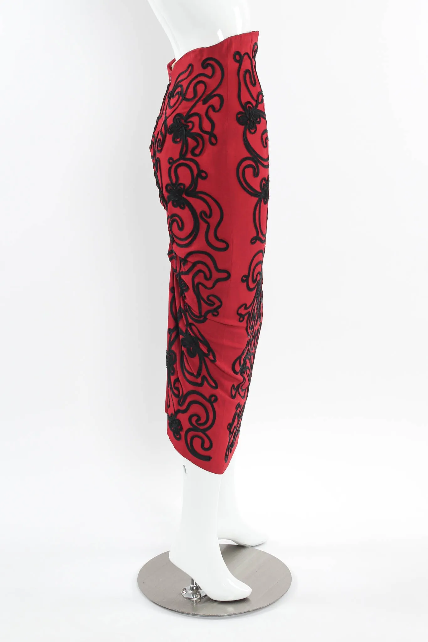Floral Soutache Braid Pencil Skirt
