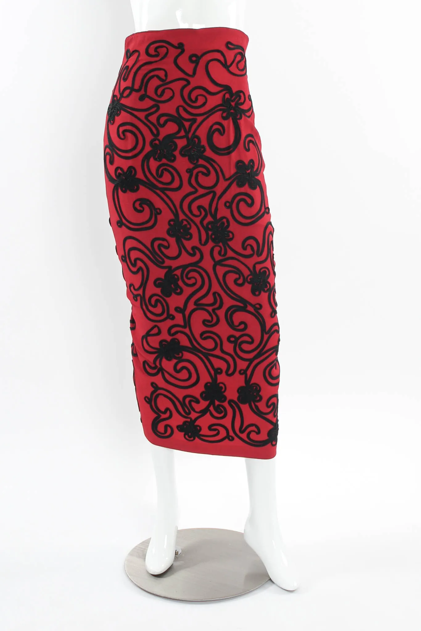 Floral Soutache Braid Pencil Skirt