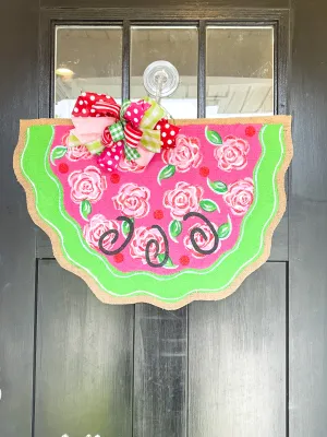 Floral Watermelon Slice Door Hanger