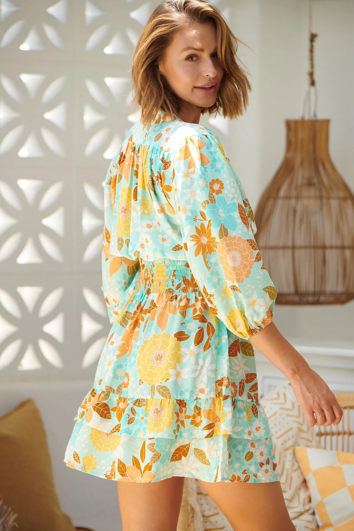 Flowers Mini Dress - Tiffany
