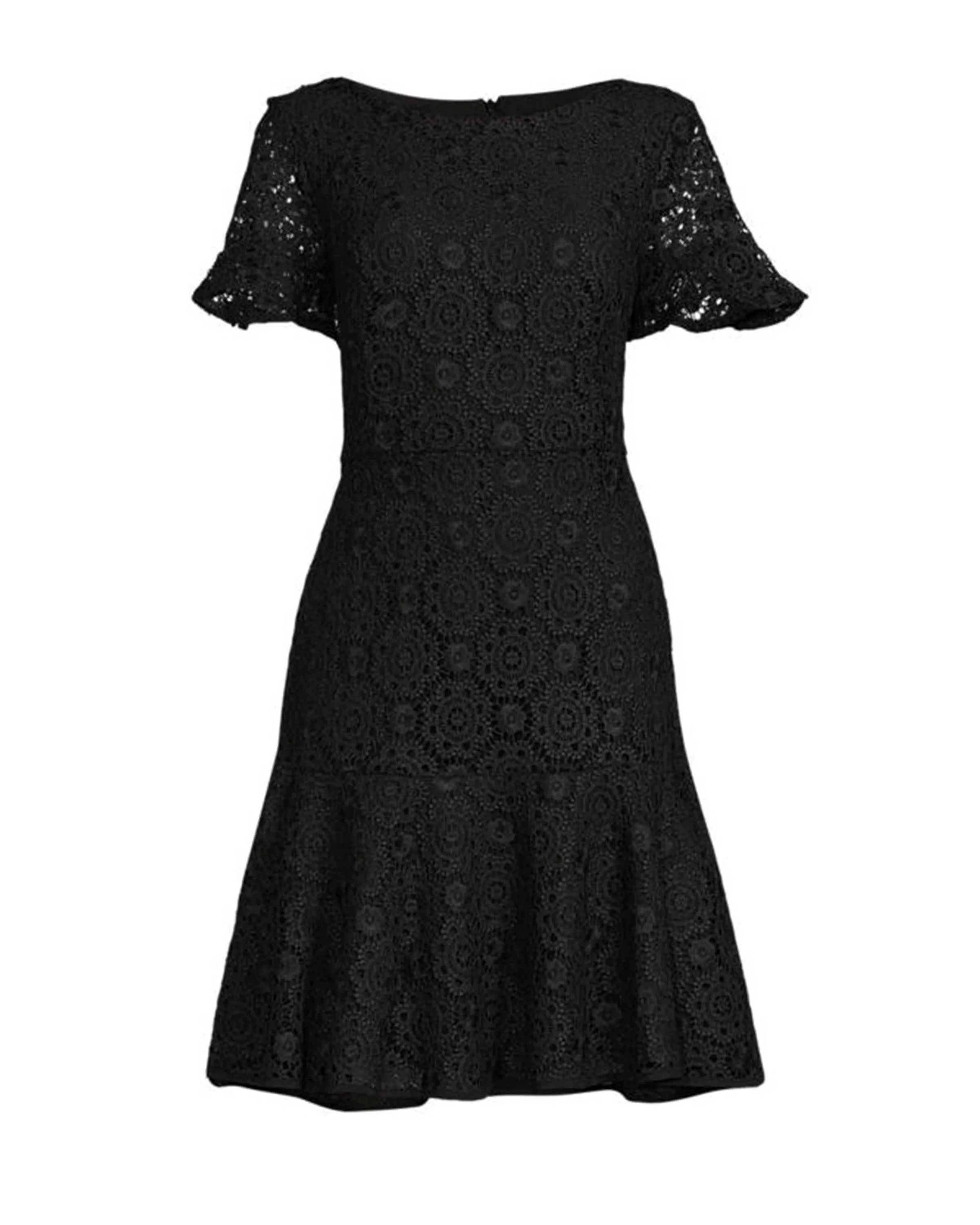 FOCUS by Shani — Embroidered Lace Fit & Flare Dress in Black