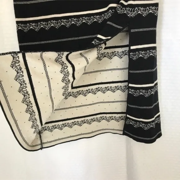 FREE PEOPLE Black &amp; White Irreplaceable Knit Pull On Midi Pencil Skirt Large